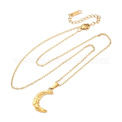 Collares colgantes de acero inoxidable 304 con textura de luna&nbsp;NJEW-H059-13G