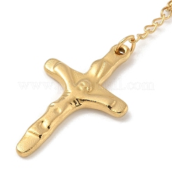 Collane di perline del rosario in acciaio inossidabile 201 con placcatura sotto vuoto in PVD&nbsp;NJEW-L427-22G