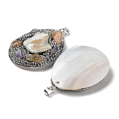Barocke natürliche Süßwassermuschel Polymer Clay Strass große Anhänger&nbsp;BSHE-P033-15A
