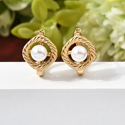 Pendientes de aro planos y redondos de acero inoxidable 304&nbsp;EJEW-P344-02G