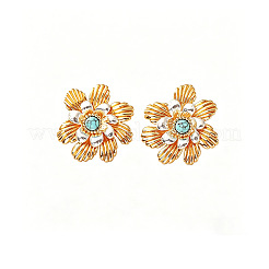 Boucles d'oreilles puces en laiton et turquoise&nbsp;WG438B6-02