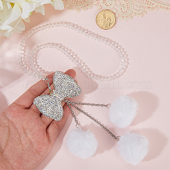 Dekorationen mit Polyesterkugeln und Strass-Schleifenanhängern&nbsp;HJEW-WH20009-02A