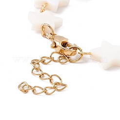Bracciale con catena a maglia a stella conchiglia naturale&nbsp;BJEW-C015-02G