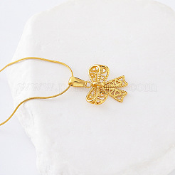 3 collier élégant avec pendentif en forme de cœur creux et nœud papillon en acier inoxydable pour femme&nbsp;FQ7389