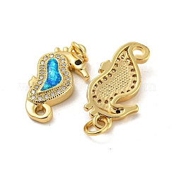 Micro pavé di zirconi in ottone con pendenti in opale sintetico&nbsp;KK-D096-06D-G