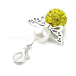 5 pz 5 colori argilla polimerica e perle di vetro e decorazione pendente angelo in lega&nbsp;HJEW-JM02633