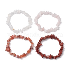 4 Stück Stretch-Armband-Set aus natürlichem Quarzkristall&nbsp;BJEW-JB10775-02