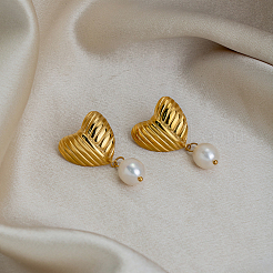 Boucles d'oreilles pendantes à clous en acier inoxydable 304 texturé pour femmes&nbsp;EE0643