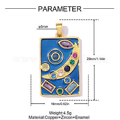 Pendenti in zirconi cubici colorati in micro pavè di ottone&nbsp;CU-OY002-06G