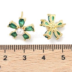 Orecchini zirconi fiore in ottone&nbsp;EJEW-P336-06G-07