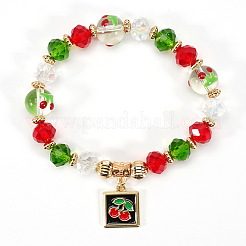 Braccialetti quadrati con ciondoli in lega smaltata a forma di frutta&nbsp;FS-WG009BC-02