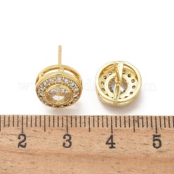 Boucles d'oreilles en laiton zircon cubique micro pavé clair&nbsp;X-EJEW-Q015-10G