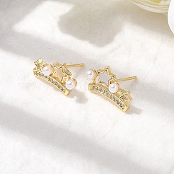 Boucles d'oreilles à tige en laiton avec micro pavé de zircons cubiques transparents&nbsp;EJEW-K318-02G
