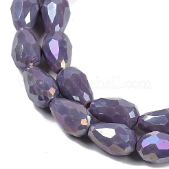 Brins de perles de verre galvanisées de couleur unie opaque&nbsp;LS-EGLA-N013-P10mm-B09