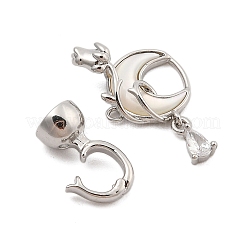 Messing Micro Pave klare Zirkonia Falte über Verschlüsse&nbsp;KK-C075-03P