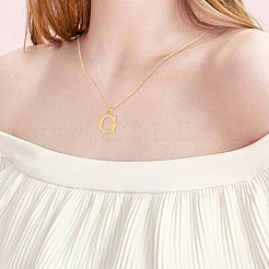1 pz 304 collane con ciondolo a forma di lettera in acciaio inossidabile&nbsp;NJEW-LP0001-38G-G