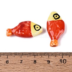Perles de porcelaine peintes à la main en forme de poisson&nbsp;PORC-N013-06H