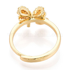 Impostazioni per anello a perno con coppa in zirconia cubica micro pavé in ottone con fiocco&nbsp;LS-KK-N274-25G