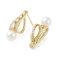 Boucle d'oreille en laiton plaqué en laiton micro pavé de zircone cubique&nbsp;EJEW-C081-22G