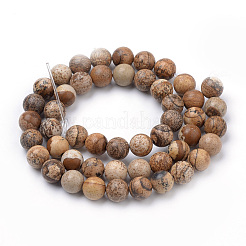 Chapelets de perles en jaspe avec images naturelles&nbsp;G-S259-27-6mm