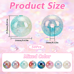 50 pièce de perles acryliques craquelées transparentes irisées avec placage UV&nbsp;MACR-SP0001-05