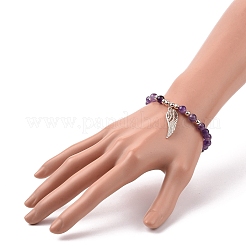 Set di braccialetti elasticizzati con perline rotonde in ematite sintetica e perle d'acqua dolce coltivate in 5 pz 5 stili di ametista naturale e pietra solare&nbsp;BJEW-JB09084