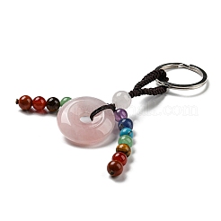 7 porte-clés pompon en pierres précieuses naturelles chakra&nbsp;G-C066-06C