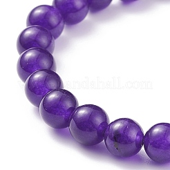 7 Uds. Juego de pulseras elásticas de jade de Malasia natural de 7 colores (teñido) con perchas de aleación&nbsp;BJEW-JB08133