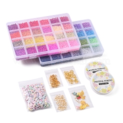 Kit para hacer llaveros con cuentas de semillas y letras de diy&nbsp;DIY-YW0005-44-0.7MM