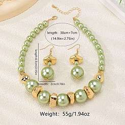 Ensembles de colliers et boucles d'oreilles pendantes en perles acryliques rondes&nbsp;FS-WG675D0-01