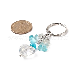 Porte-clés pendentif acrylique dégradé ours et coeur&nbsp;KEYC-TA00005