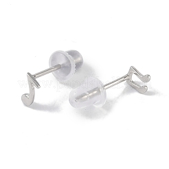 Anlaufgeschützte rhodinierte Ohrstecker aus Feinsilber mit Musiknote für Damen&nbsp;EJEW-S215-15P