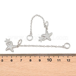 Doppelte Seestern-Sicherheitsketten aus Messing mit Mikropavé-Fassung und klaren Zirkonia&nbsp;KK-H257-06P