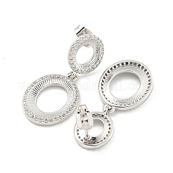 Pendientes colgantes de circonita cúbica transparente con pavé de latón ovalado&nbsp;EJEW-M258-25P