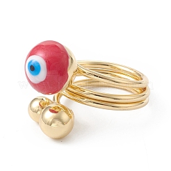 Emaille-Runde mit bösen Blick-Fingerringen&nbsp;RJEW-A014-01G-07