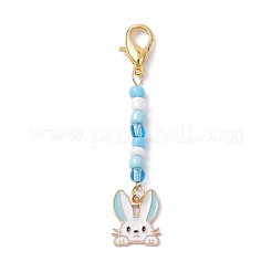 Decorazioni pendenti in smalto in lega con testa di coniglio 4 pz 4 colori&nbsp;HJEW-JM01699