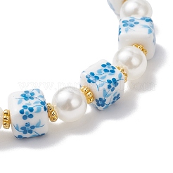 Bracelets extensibles en perles d'imitation en porcelaine et plastique ABS imprimés à la main&nbsp;BJEW-JB12698