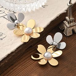 304 Edelstahl Blumen Ohrstecker für Damen&nbsp;STAS-Z112-22GP