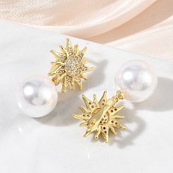 Orecchini pendenti a cerchio in ottone con micro pavé di zirconi cubici per donna&nbsp;EJEW-A168-11G