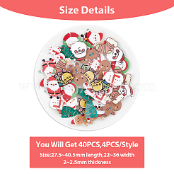 40 stücke 10 stil weihnachten socke & santa claus & baum & lebkuchen mann & deer acryl brosche pin&nbsp;JEWB-FH0001-32