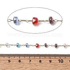 Chaînes artisanales en acier inoxydable 304 avec perles de verre rondelles à facettes&nbsp;CHS-K020-17G