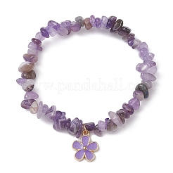 Braccialetto con ciondolo a forma di fiore in lega smaltata con catene di pietre sintetiche e naturali miste&nbsp;BJEW-JB09654