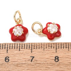 Micro pavé di zirconi chiari in ottone con charms smaltati&nbsp;CU-K002-53G-M