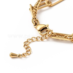 Mehrreihiges Armband mit Muschelherz und rundem Kugelanhänger&nbsp;BJEW-G639-12G