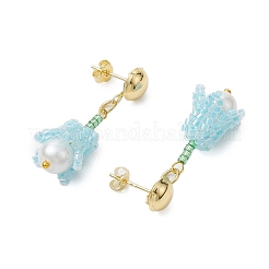 Boucles d'oreilles à tige en perles de verre faites à la main&nbsp;EJEW-MZ00277-02