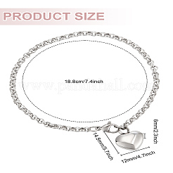 1 bracelet à breloques en acier inoxydable 304 en forme de cœur&nbsp;BJEW-LP0001-14
