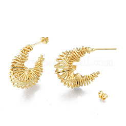 Aretes de latón con forma de luna creciente&nbsp;EJEW-N011-81LG