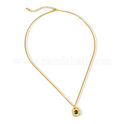 Colliers pendentifs en laiton pavé de zirconiums cubiques verts&nbsp;WG13E8C-01