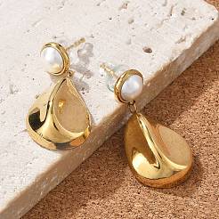 Pendientes de botón de acero inoxidable 304&nbsp;EJEW-R020-02G-01