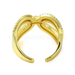 Anneau de manchette ouvert en laiton micro pavé de zircone cubique&nbsp;RJEW-K256-16G